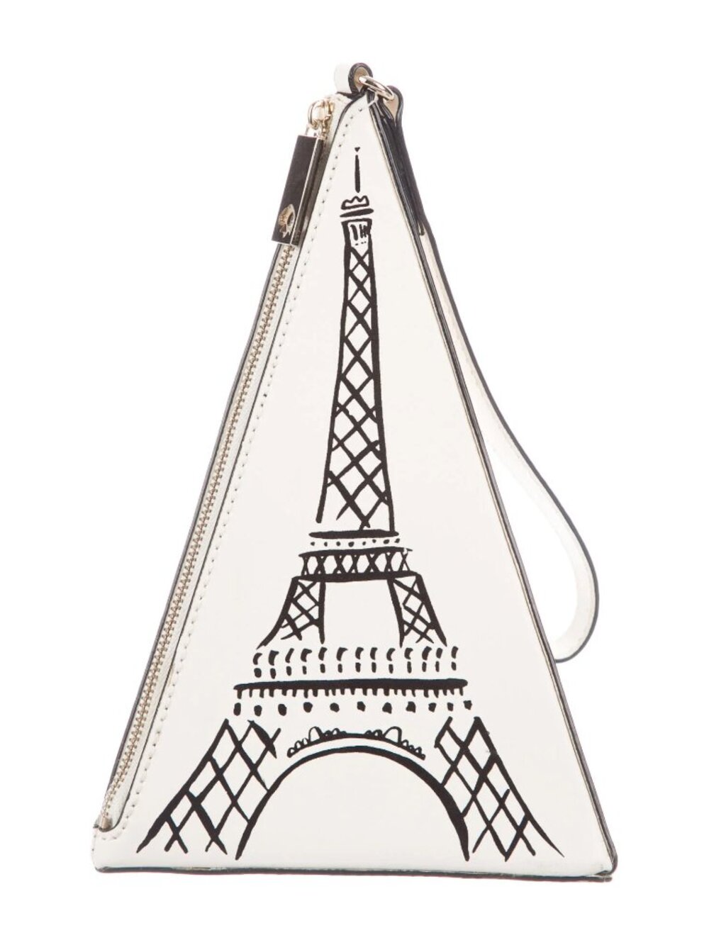 kate spade novelty Cream and Black Eiffel Tower Pyramid Wristlet Bag